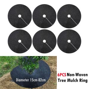 6PCS 15cm-82cm Non-Woven Tree Mulch Ring Weeding Barrier Thickened Protector Mat Plant Cover Anti Grass Gardening Fabric