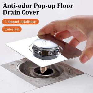 JIYAN2866 Pop Up Bounce Press-Type Floor Drain Stainless Steel Pedal Type Drain Filter Useful Square Sewer Floor Strainer