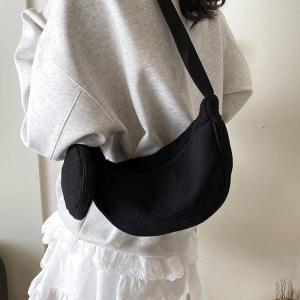 กระเป๋าคาดไหล่ผ้าคอร์ดูรอยสีดำ กระเป๋าสะพายข้างแบบลำลองสำหรับเดินทาง กระเป๋าทรงกลมแบบมีซิป กระเป๋าผ้าใบ กระเป๋าผู้หญิง กระเป๋าผ้าฝ้าย กระเป๋าผ้าฝ้าย