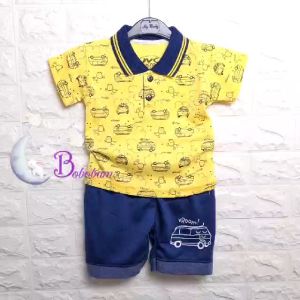 BOBOBAM BAJU BAYI LAKI LAKI SETELAN ANAK COWO LUCU STELAN COWOK 6 12 BULAN KEREN TRENDY KEKINIAN KERAH WANGKI MOBIL CAR