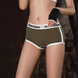 Seamless Pure Cotton Sports Briefs Womens Mid-Waist Flat Angle Underwear Breathable Antibacterial Comfortable Womens Safety Pants