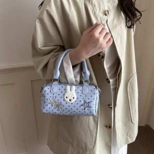 FQ1 Women Nylon Crossbody Bag Cute Rabbit Polka Dot Star Shoulder Handbag Large Soft Travel Tote QF1