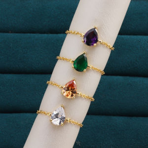 Fashion Adjustable Colored Water Drop Zircon Rings For Women Simple Engagement Wedding Rings Fashion Jewelry Accessories Gift