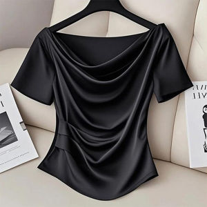 DAIXIANGFEIZI | Áo Thun Acetic Satin Dài Accentuating eo