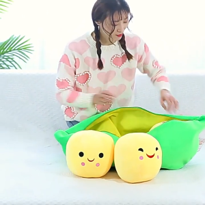 AOJU Cute Bean 3 Peas In A Pod Plush Toy Soft Throw Sleeping Pillow Stuffed Toys Can Be Cleaned Disassembled Filled Plant Doll Home Decortion ตุ๊กตา ของเล่น