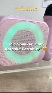 TWOSTAR Speaker 2 Mic Bluetooth Mini Karaoke Suara Jernih LED Portable