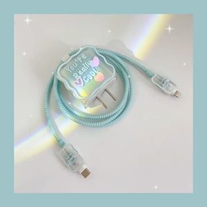 ชุดเครื่องชาร์จแฟชั่นป้องกันฝุ่นสำหรับ iPhones 18W และ 20W สำหรับเคสป้องกันสายสายข้อมูลสายชาร์จ USB ที่ชาร์จความเร็วสูง บูรณาชันนำ