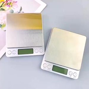 เครื่องชั่งน้ําหนักอาหารดิจิทัล หน้าจอ LCD 2 ถาด 6 ยูนิต สเตนเลส ขนาดเล็ก สําหรับชั่งอาหาร เครื่องประดับ