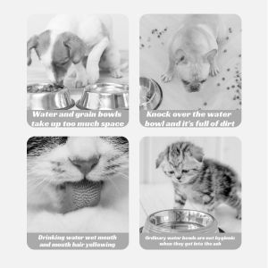 Cat Dog Bowl Lift Suction Cup Tall Adjustable Design Protect Cervical Spine