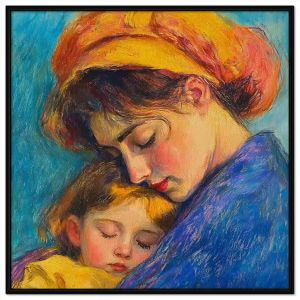 Tranh chân dung mẹ và con sáp dầu. Tranh treo tường dán tường canvas trang trí. CGI-1838