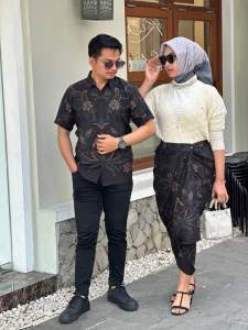COUPLE ROK KANCING PREMIUM HESTAMA HITAM BATIK FLORIST