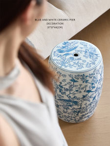 Hand-painted Birds and Flowers Qinghua Ceramic Drum Stool