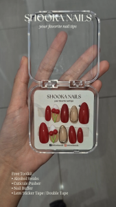 Shooka Press On Nails Kuku Palsu - Maroon Cherry 3D Free Toolkit