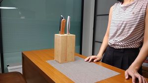 เสียบมีด ที่เก็บมีด อุปกรณ์จัดเก็บมีด ไม้ยางพารา แบบ 6 ช่อง