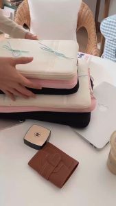 Tas Sleeve Laptop Y2K Pita Pouch Sarung Bag Case Ipad Tab Tablet Macbook Air Pro Asus Acer Lenovo HP Huawei 10 11 11.5 12 13 14 inch Warna Hitam Black Kuning Yellow Pink Cute Murah Korean Ribbon Pastel Pink Putih Hitam Premium Untuk Kuliah Kerja Sekolah