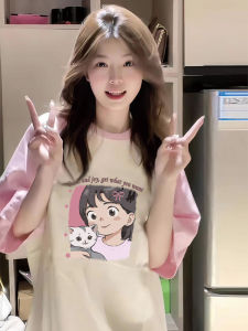 Áo Thun Tay Ngắn Nữ Mùa Hè 2025 Phong Cách Mới Dáng Rộng in Họa Tiết Thời Trang Thường Ngày Chất Liệu Cotton