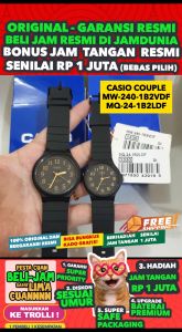 CASIO COUPLE ORIGINAL - CASIO Pria MW-240-1B2 -with- Wanita MQ-24-1B2LDF Jam dunia JD18 Jam Tangan Pasangan Cowok Cewek Anti Air MW 240 1B2 with MQ 24 1B2LDF + CASIO MW-240 240 MW240 Seri MW 240 1B2 & MQ 24 1B2