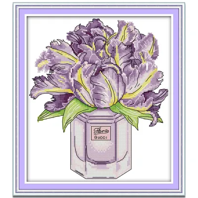 Cross Stitch Set Flower Full Kit with Pattern 14/11CT