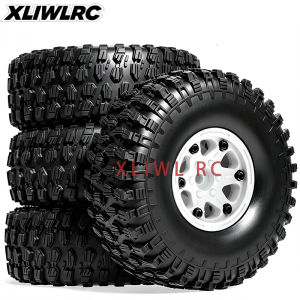 4Pcs 1.9" Plastic Beadlock Rims & 120mm Mud Rubber Tires for Axial SCX10 TRX4 Redcat Gen8 VS4-10 1/10 RC Crawler Upgrade Parts