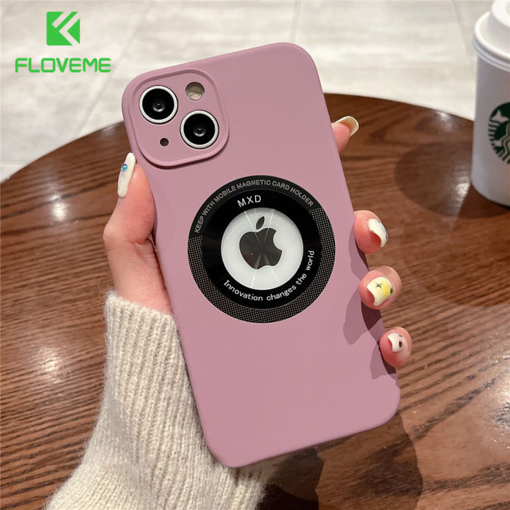FLOVEME Magsafe Original Liquid Silicone Matte Phone Case For iPhone 14 13 12 Pro Max 14 Plus Logo Hole Wireless Charging Lens Protection All-inclusive Shockproof Back Cover For iphone 14 13 12