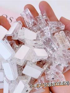 ที่หนีบแบบใสที่หนีบ PP ขนาดเล็กที่หนีบกระดาษข้อสอบสำหรับจัดเก็บเครื่องเขียนของนักเรียนที่หนีบพลาสติกอะคริลิคทำมือ DIY สำหรับทำบัญชี