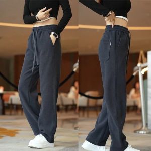 Quần Dài Nam Ống Đứng Kẻ Sọc Dệt Kim Thường Ngày Mùa Đông Rộng Rãi Dáng Rộng Quần Thể Thao Quần Dài Thoải Mái Thoáng Khí