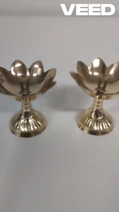 Brass Lotus Diya Oil Lamp | Traditional Pooja Vilakku for Home Temple Prayer & Festive Décor | Size - 2*2 Inches (Pack of 1 pc)