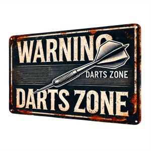 CIFbuy | Vintage Metal Dart Sign 12x8 Inch Retro Wall Plaque for Dartboard Area Caution Decor