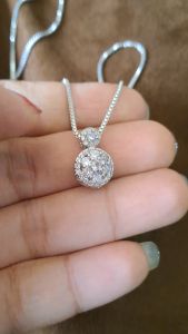 Kalung Perak Liontin Mini Ferguso Kristal Full Titanium 22K Emas