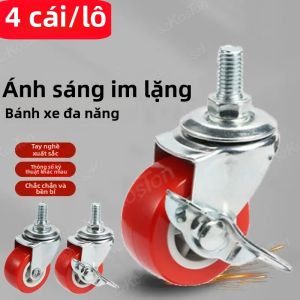 4 Xoay Thân Ren Bánh 1-2 Inch PVC Đỏ Bánh Bánh Xe Cho Đồ Nội Thất Tủ Bàn Giường Cho Bé Xe Đẩy Và Xe Đẩy Thay Thế