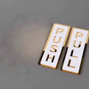 2Pcs Adhesive Push And Pull Signage Sticker 3D Acrylic Mirror Push Pull Sign For Restaurant Decor