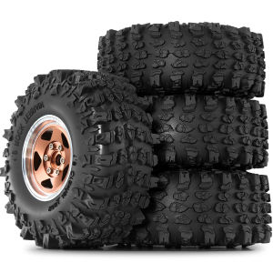 4pcs Metal 1.9" Beadlock Wheel Rim Tire Set 118mm for 1/10 RC Crawler Car Axial SCX10 Wraith RR10 Capra Trxs TRX4 YK4082