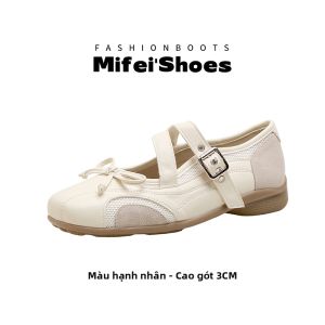 MIFEI | Giày Bệt Đế Bằng Da Phụ Nữ Màu Bạc