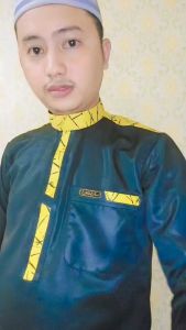 Baju koko pria muslim hitam les full belakang Bahan Saudi premium polyester Alghin Exclusive lengan panjang
