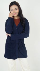 Forest Ladies Casual Basic Textured Long Sleeve Long Knit Cardigan with Pockets | Baju Perempuan - 830126