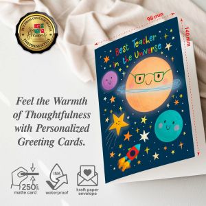 Personalized Teacher Appreciation Greeting Card with Custom Wishes in a Kraft Envelope - Elevate Your Appreciation with a Thoughtful Touch