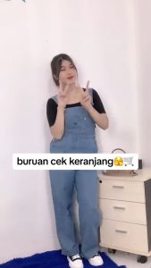 COD MURAH Overall denim panjang Jumpsuit Celana jeans wanita terbaru panjang Jumpsuit Wanita Fashion Simple lucu jumpsuit longgar versi korea wanita Korean Style