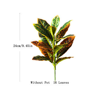 24-41cm Artificial Plants Fake Ficus Tree Tropical Codiaeum Branches Plastic Magnolia Plant Suitable For Home Office Decoration