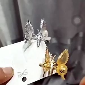Jepit Rambut Kupu Kupu Gerak 3D Jepitan Butterfly Gold Silver Aksesoris Rambut AR-11