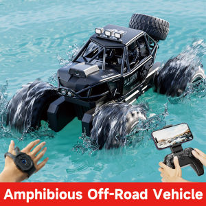 Amphibious 4WD RC Crawler 50Min Run Time IPX7 Waterproof APP and Gesture Control Off Road Drift HD Camera For All Terrain Advent