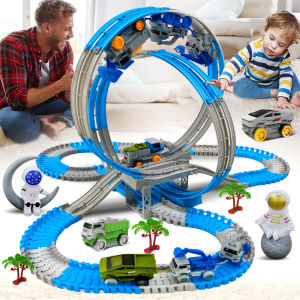 Space Track Toys Magic Climbing Electric Engineering Race Car Toy Bendable Flexible Race Track Cars Train Toy For Kid Gift
