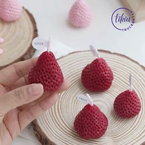 Nến Thơm Handmade TIKIU 3D Bộ 4 Trái DâuTrang Trí Decor Phòng Quà Tặng Phong Cách Hàn Quốc Sáp Đậu Nành Tự Nhiên 2023