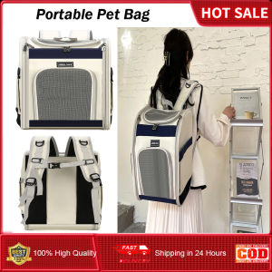 Cat Bag Canvas Double Shoulder Cat Backpack Large Capacity Cat Bag Chest Portable Pet Bag Space Pet Pod Dog Bag