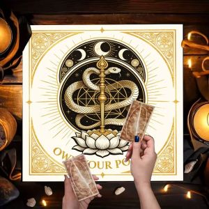 Spirit Snake Lotus Moon Phase Retro Altar Cloth Tarot Card Tablecloth Mysterious Vika Divination Ceremony Mat Meditation Decor
