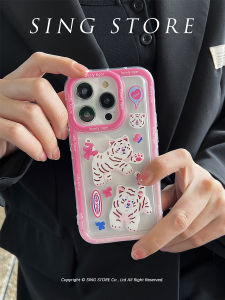 SINGSTORE Original Cute Little Tiger Couple Suitable 14Promax  13 Phone Case 14pro New Model 12 Transparent Silicone 11 Full Cover Anti-Fall Soft Shell Zhao Lu Si