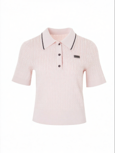 BADINA | Color Block Polo Collar Short Sleeve Knitwear