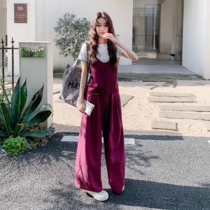 Korean Style Summer Casual Wear Womens Three-Piece Set T-Shirt Vest Loose Pants Comfortable Polyester Spandex Blend