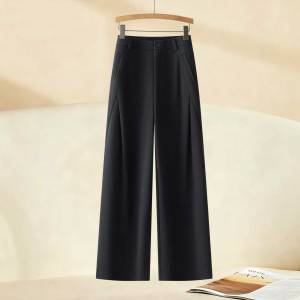High Waist Wide Leg Pants Womens Folded Woolen Draped Autumn New Style Loose Slimming Casual Straight Leg Suit Pants