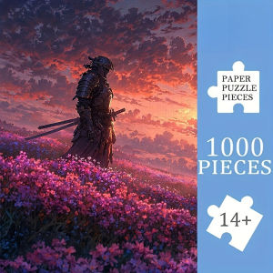 500/1000/1200/2000PCS Jigsaw Puzzle Beautiful Samurai In Flower Bush Scene For Adults Perfect For Quiet Evening Activity