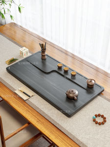 Natural Black Gold Stone Tea Tray Home Office Use Whole Stone Miniature Dry Cannon Board Tea Table Stone Slab Rectangular Shape